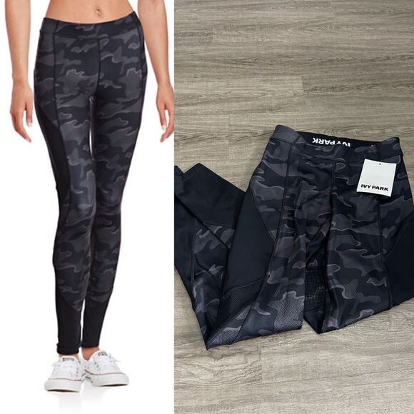 Ivy Park Camo Mid-Rise Ankle Leggings-BLACK-Small - Picture 1 of 4